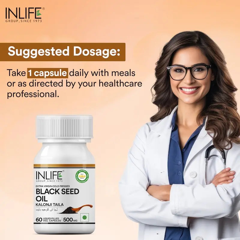 Inlife Black Seed Oil Supplement | Kalonji Oil Capsules | 500mg | 60 Veg. Capsules