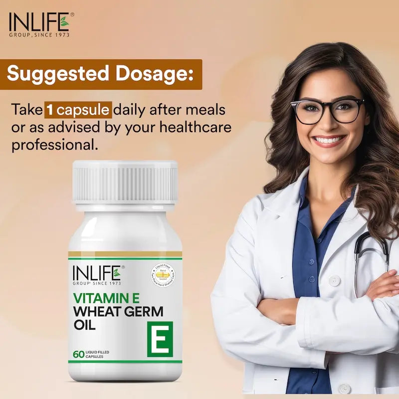 Inlife Vitamin E Wheat Germ Oil Supplement | 60 Capsules