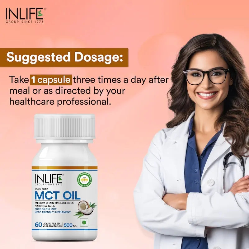 Inlife MCT Oil C8 C10 Supplement | 500mg | 60 Veg. Capsules