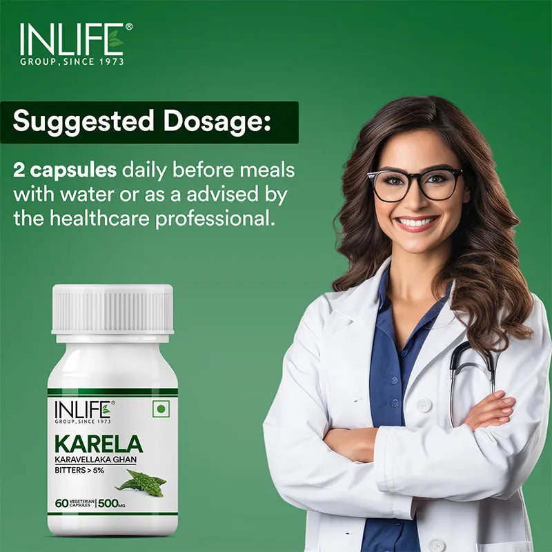 Inlife Karela Bitter Gourd Extract Supplement, 500mg |60 Veg. Capsules