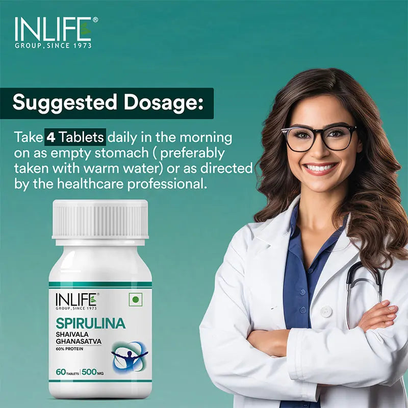 Inlife Spirulina Supplement | 500mg | 60 Tablets