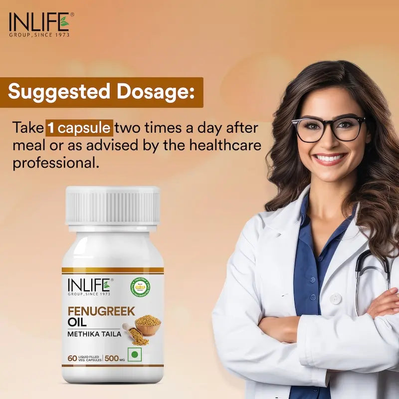 Inlife Fenugreek Oil Supplement | 500mg | 60 Veg. Capsules