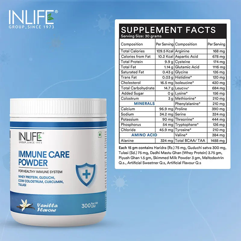 Inlife Immune Care Powder with Whey Protein | 300g (Vanilla)