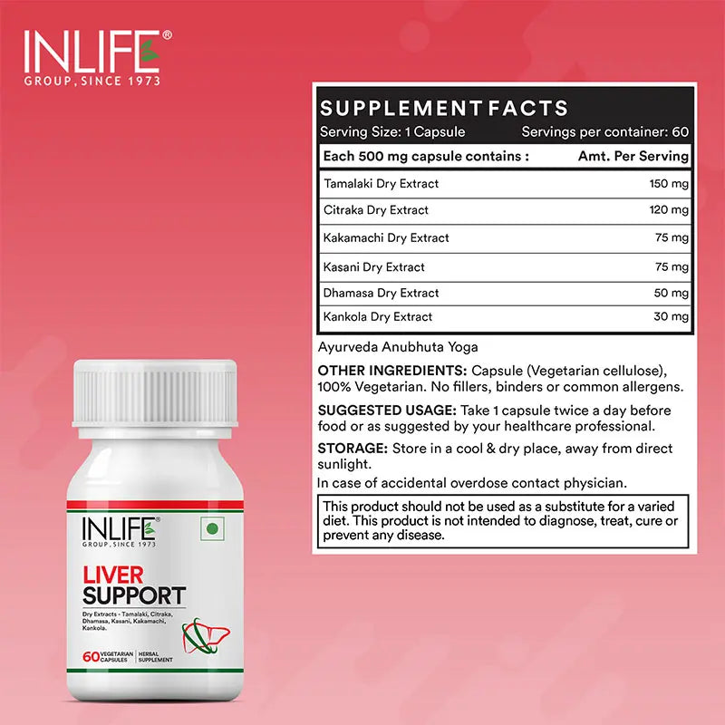 Inlife Liver Support Supplement | 60 Vegetarian Capsules