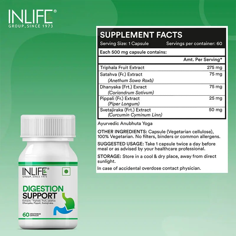 Inlife Digestion Support Capsules | 60 Veg. Capsules