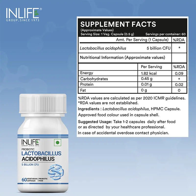 Inlife Lactobacillus Acidophilus Supplement | Veg. Capsules