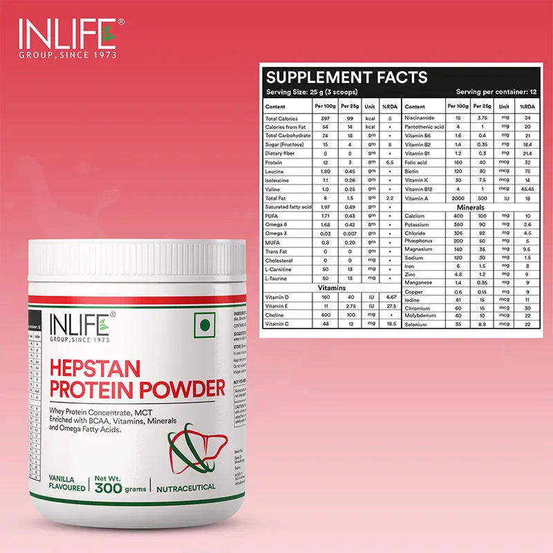 Inlife  Hepstan Protein Powder Supplement | 300g (Vanilla)