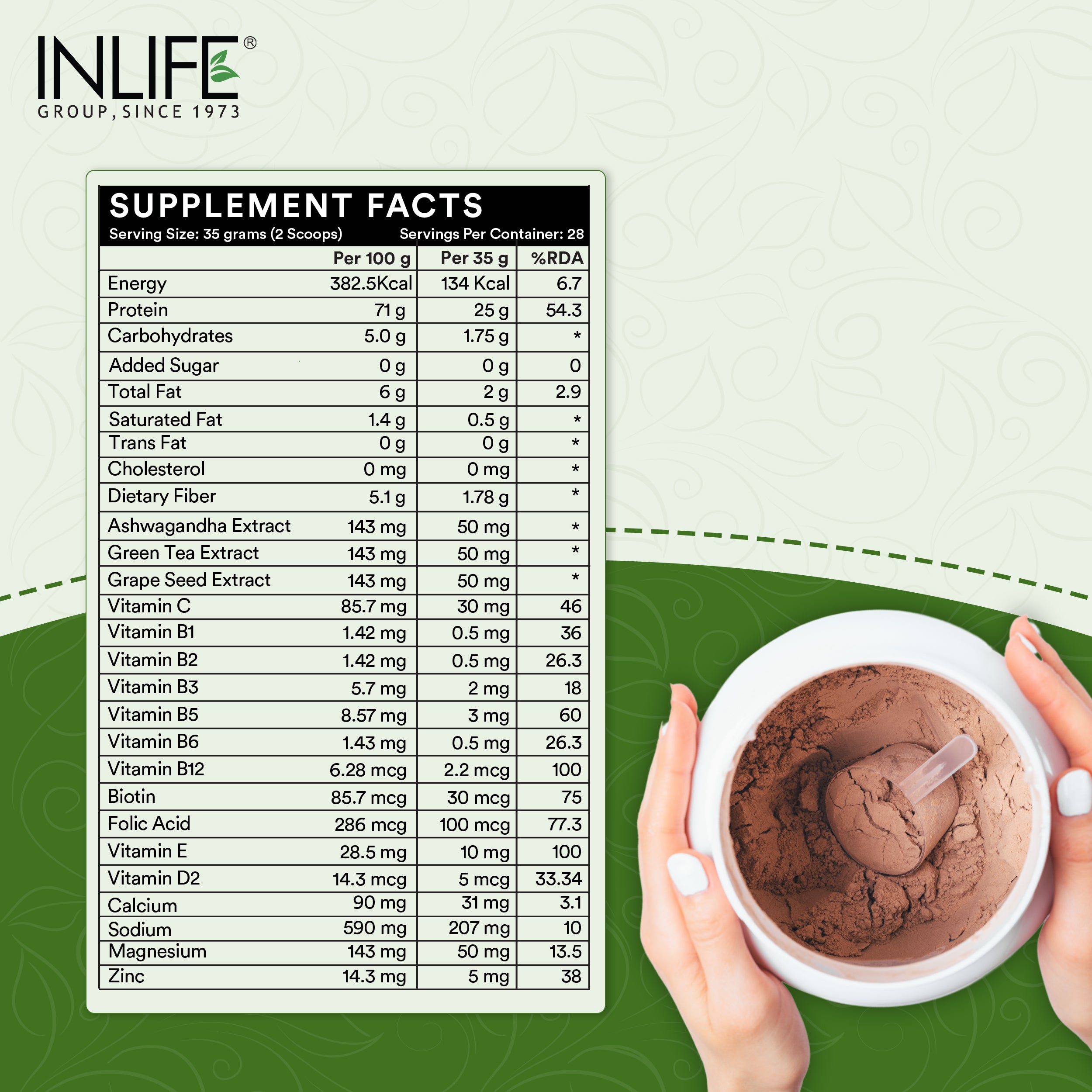 Inlife Plant Based Protein Powder Supplement, 25gms Protein