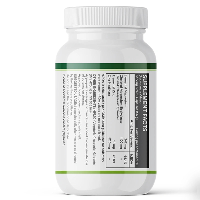 Inlife Magnesium Glycinate with Zinc + Calcium with Vitamin D3, Veg. Combo Pack