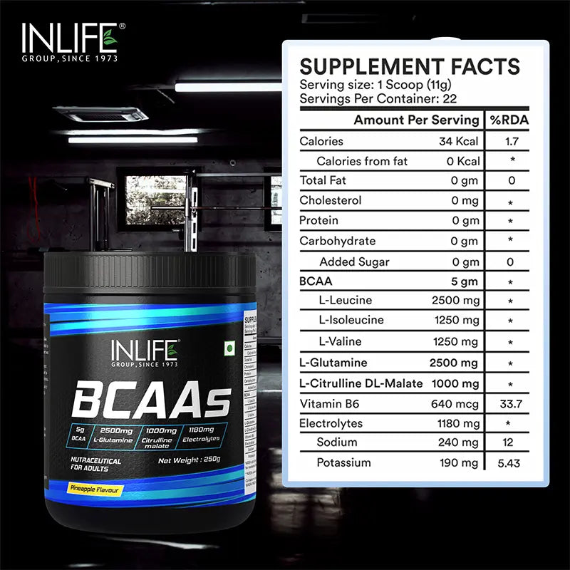 Inlife BCAA Pro Supplement| 250 gm powder