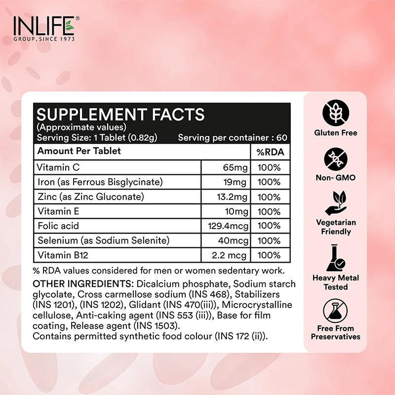Inlife Chelated Iron Folic Acid Tablets