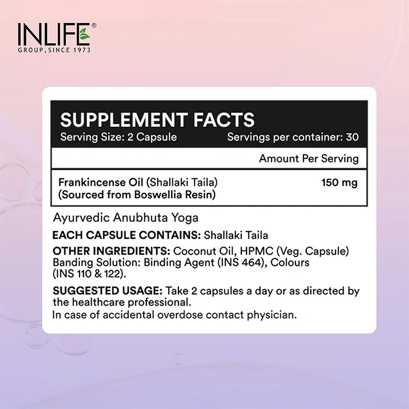Inlife Natural Frankincense Oil | Liquid-Filled Veg. Capsules | 150 mg