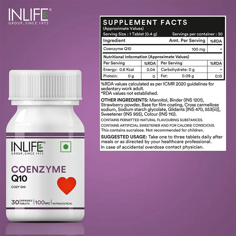 Inlife Coenzyme Q10 (CoQ10) Ubiquinone Supplement | 100mg | 30 Tablets