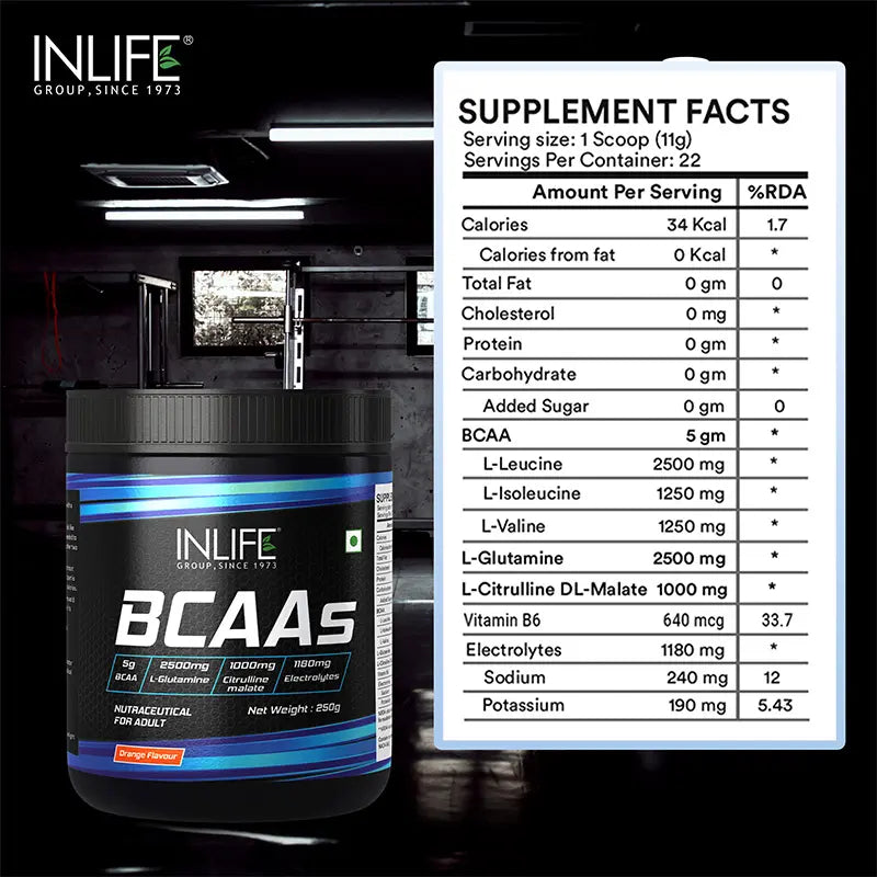 Inlife BCAA Pro Supplement| 250 gm powder