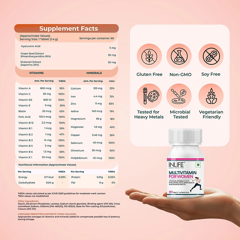 Inlife Multivitamin and Mineral for Women | Vegetarian Tablets