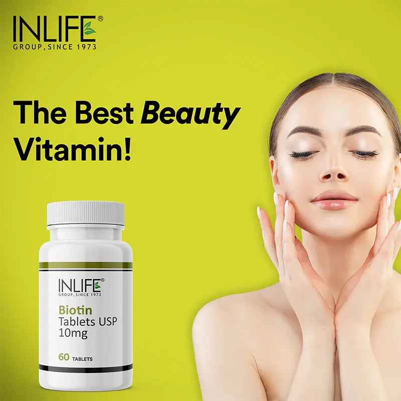 Inlife Biotin 10mg Tablets | Vitamin B7 Supplement | 60 Tablets