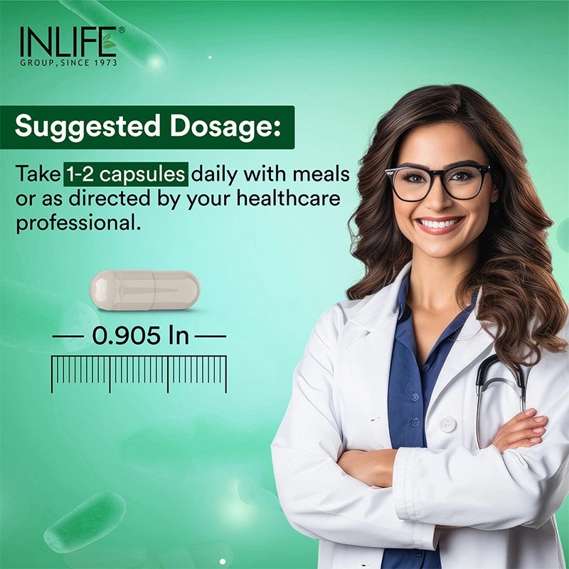 Inlife Prebiotic & Probiotics Forte | 25 Billion, 14 Probiotic Strains | Veg. Capsules