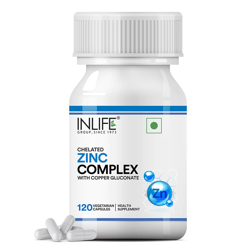 Inlife Zinc Supplements, Chelated Zinc Complex | Men & Women | Veg. Capsules