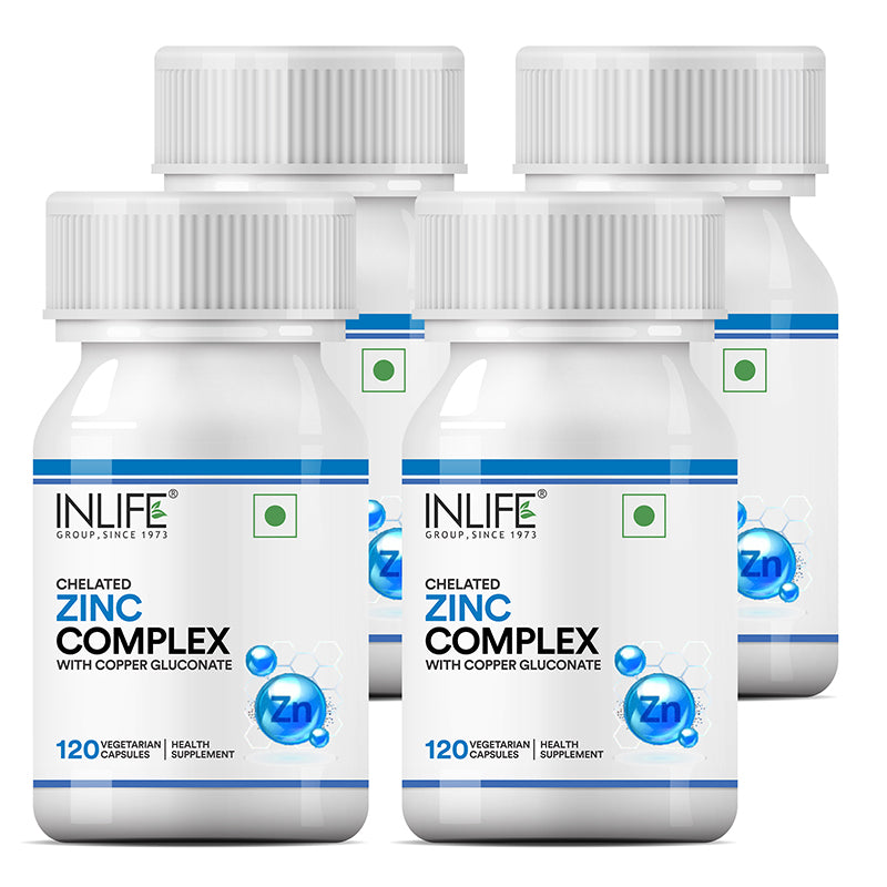 Inlife Zinc Supplements, Chelated Zinc Complex, Men & Women, Veg. Capsules