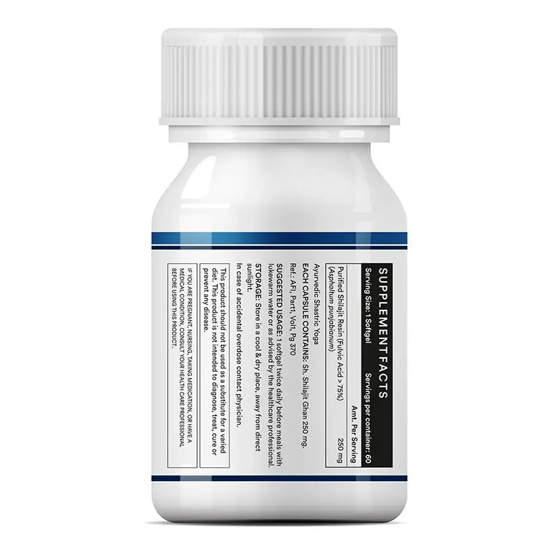 Inlife Pure Himalya Shilajit Resin Soft gel 500mg | 100% Pure & Potent Form| Contains >75% Fulvic Acid | Supports Energy, Stamina & Strength | 60 Soft gels (Pack of 1, 60)