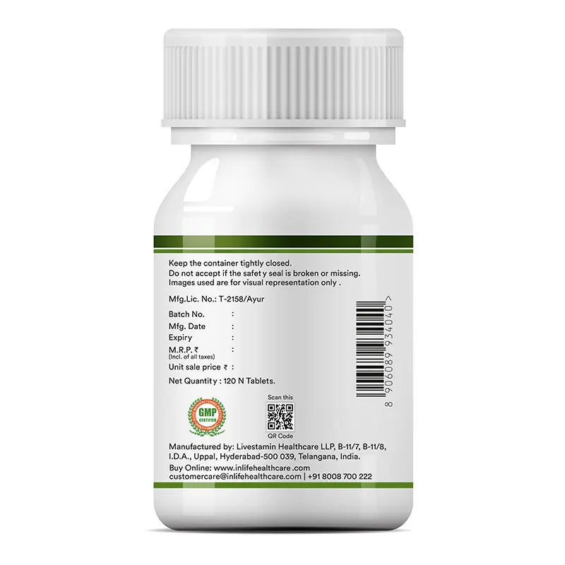 INLIFE Spirulina 500 mg – 120 Vegetarian tablets Organic Blue-Green Algae Superfood with Phycocyanin & Antioxidants