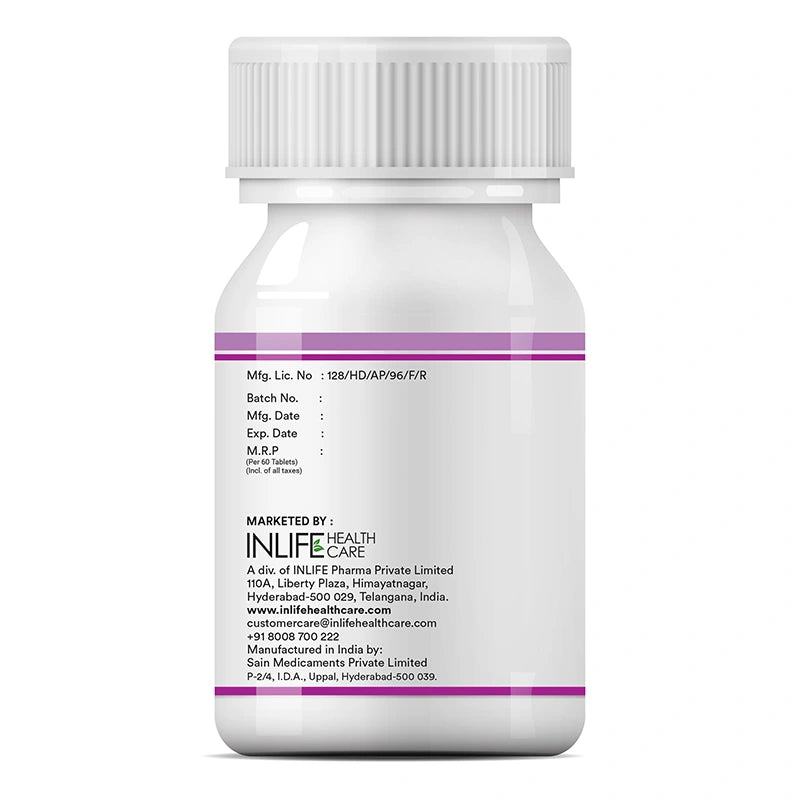 Inlife Vitamin B12 Methylcobalamin 1500mcg with ALA, Nurospan, 60 Tablets