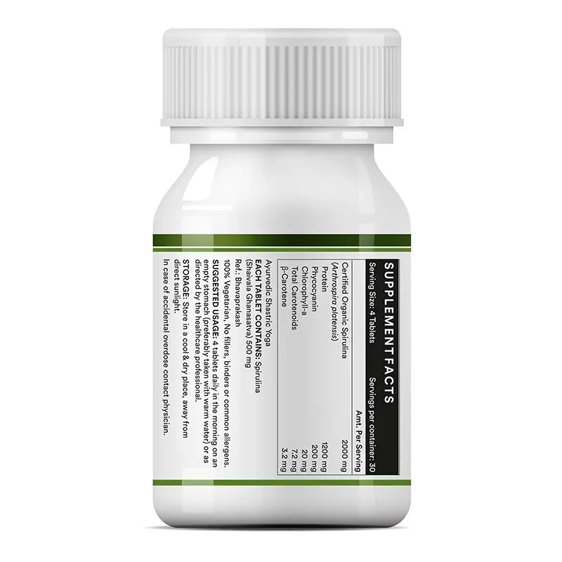 INLIFE Spirulina 500 mg – 120 Vegetarian tablets Organic Blue-Green Algae Superfood with Phycocyanin & Antioxidants