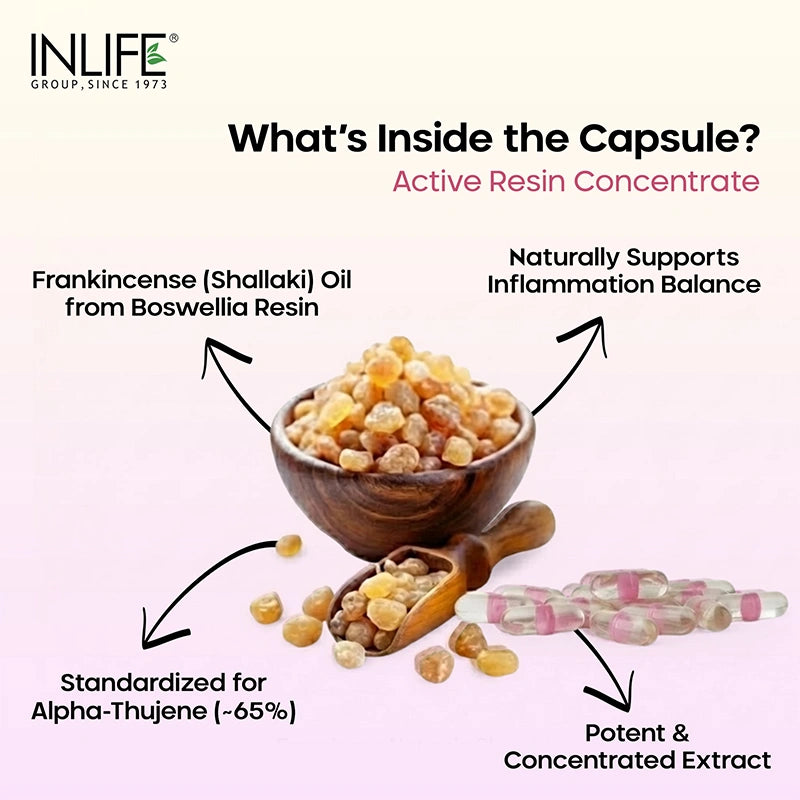 Inlife Natural Frankincense Oil | Liquid-Filled Veg. Capsules | 150 mg