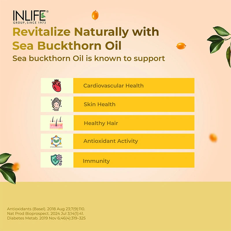 Inlife Sea Buckthorn Oil, 500 mg, Liquid Filled Capsules