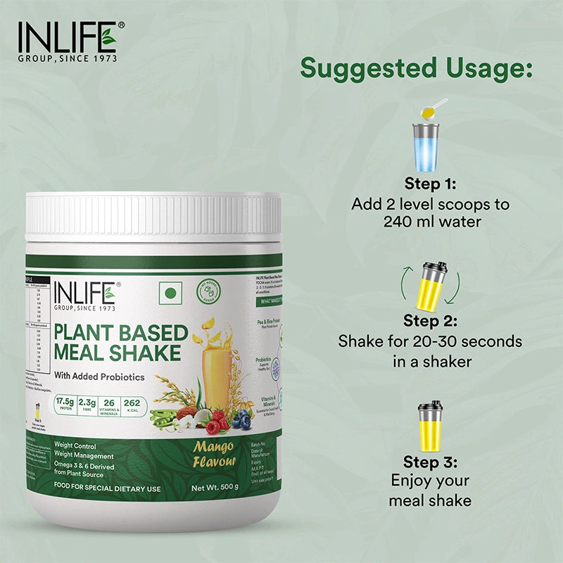 Inlife Plant Based Meal Replacement Shake with Added Probiotics | 500 gms