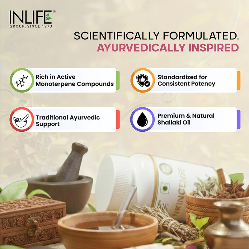Inlife Natural Frankincense Oil | Liquid-Filled Veg. Capsules | 150 mg
