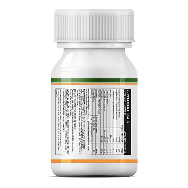 Inlife Bone Support Formula |Calcium Citrate Malate, Magnesium, Zinc, Folic Acid, Vitamin D2, K2 & B12| Supports Bone & Nutritional Health| 60 Tablets