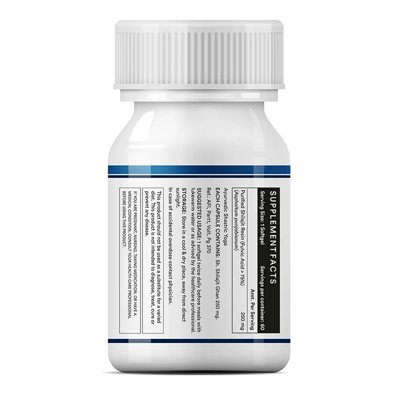 Inlife Pure Himalayan Shilajit Resin 500mg | Contains >75% Fulvic Acid | Soft Gels