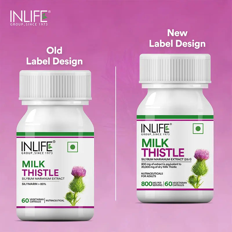 Inlife Milk Thistle Supplement | 800mg Per Serving | 60 Veg. Capsules