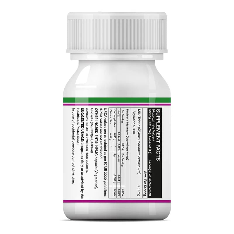 Inlife Milk Thistle Supplement | 800mg Per Serving | 60 & 120 Vegetarian Capsules