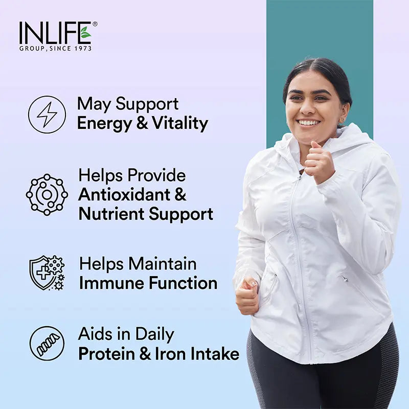 INLIFE Spirulina 500 mg – 120 Vegetarian tablets Organic Blue-Green Algae Superfood with Phycocyanin & Antioxidants