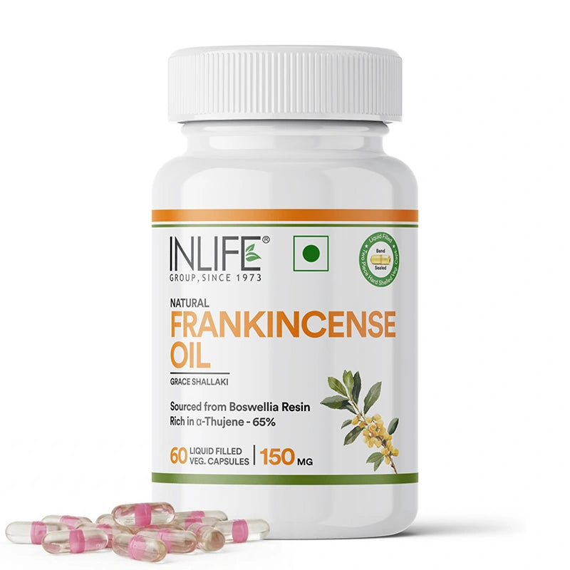 Inlife Natural Frankincense Oil | Liquid-Filled Veg. Capsules | 150 mg