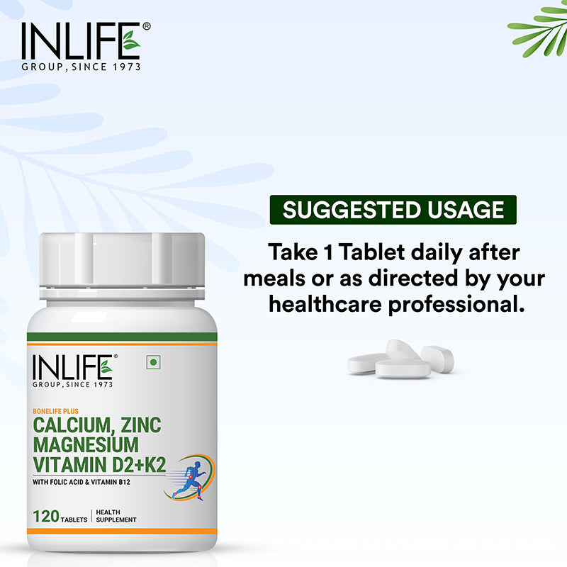 INLIFE  Calcium Magnesium Zinc Supplement - 120 Tablets