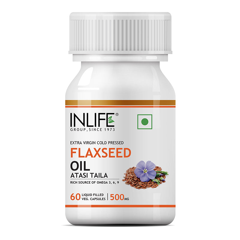 INLIFE Flaxseed Oil Omega 3,6,9 Fatty Acids Supplement, 500mg-60 Veg. Capsules
