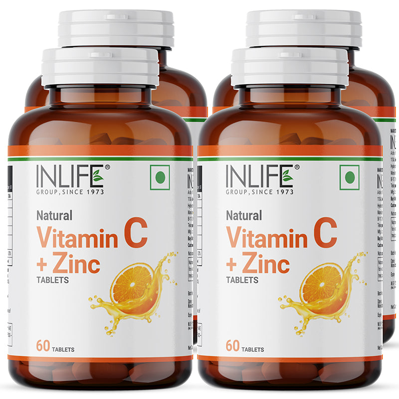 INLIFE Natural Vitamin C Amla Extract with Zinc Supplement - 60 Tablets
