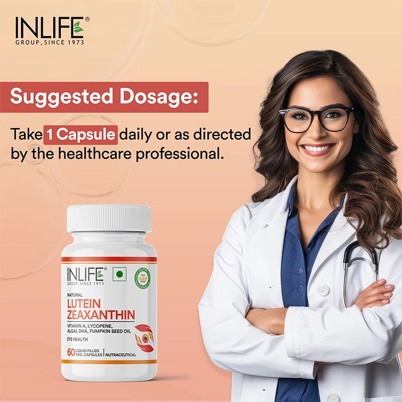Inlife Natural Lutein & Zeaxanthin Liquid Filled Veg. Capsules | Eye Health & Antioxidant Support