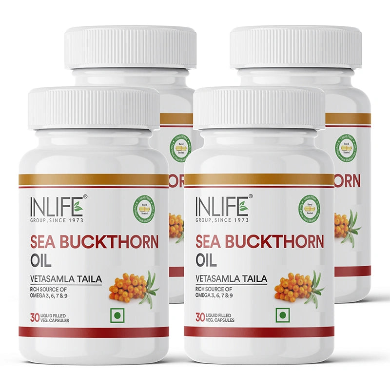 Inlife Sea Buckthorn Oil, 500 mg, Liquid Filled Capsules