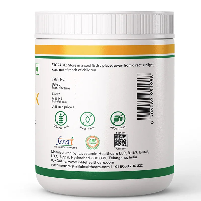 Inlife Fenugreek Fiber Powder, Refreshing Orange Flavor