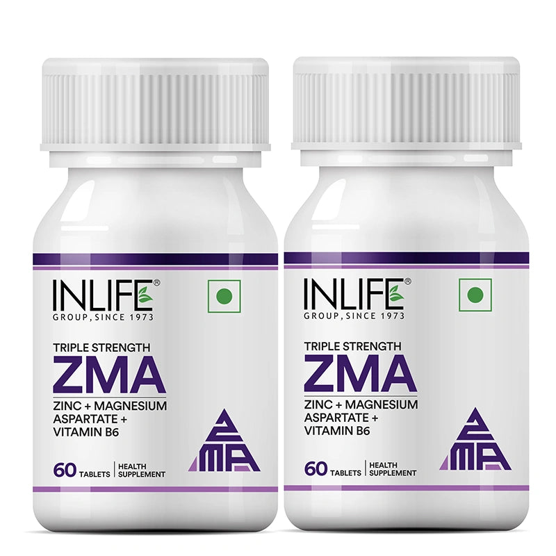 Inlife ZMA Triple Strength Zinc Magnesium and Vitamin B6 Supplement, Veg. Tablets