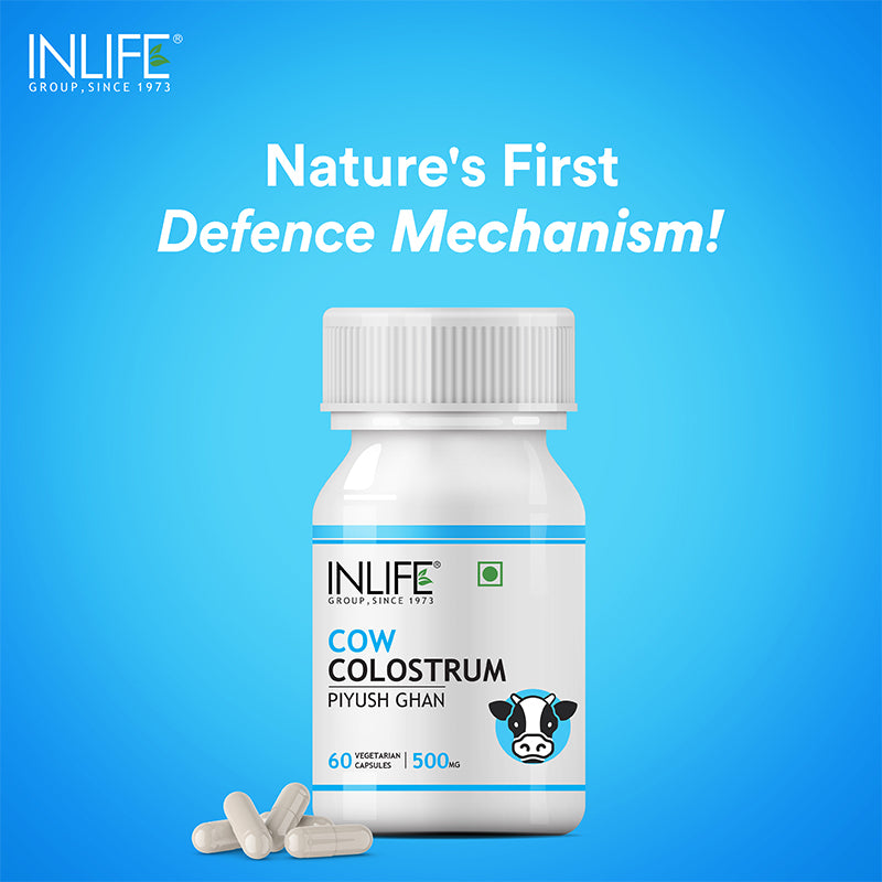 INLIFE  Cow Colostrum Supplement, 500mg (60 Veg. Capsule)