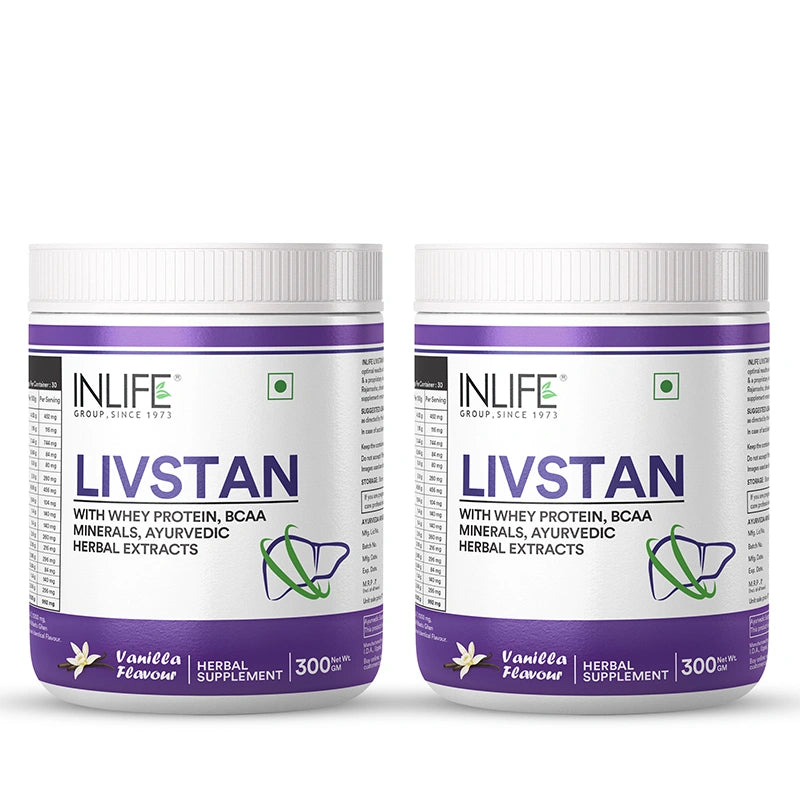 Inlife Livstan Liver Support Powder, Whey Protein with Ayurvedic Herbs, 300g (Vanilla)