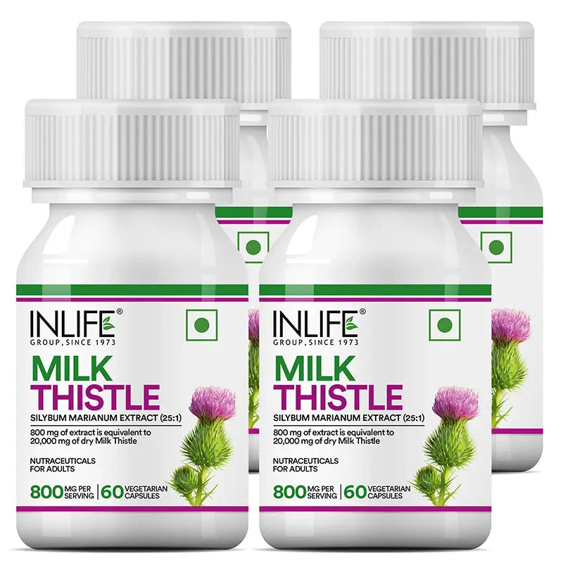 Inlife Milk Thistle Supplement | 800mg Per Serving | 60 Veg. Capsules