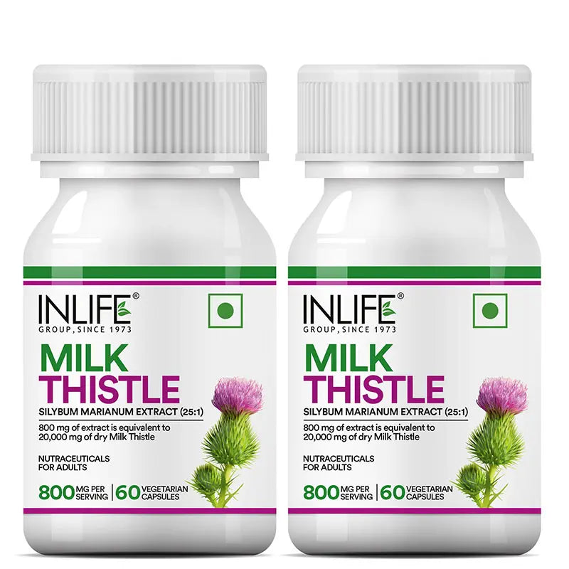 Inlife Milk Thistle Supplement | 800mg Per Serving | 60 Veg. Capsules