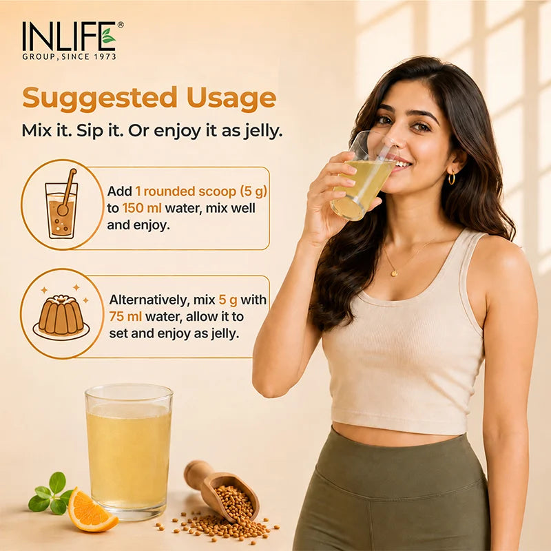 Inlife Fenugreek Fiber Powder, Refreshing Orange Flavor