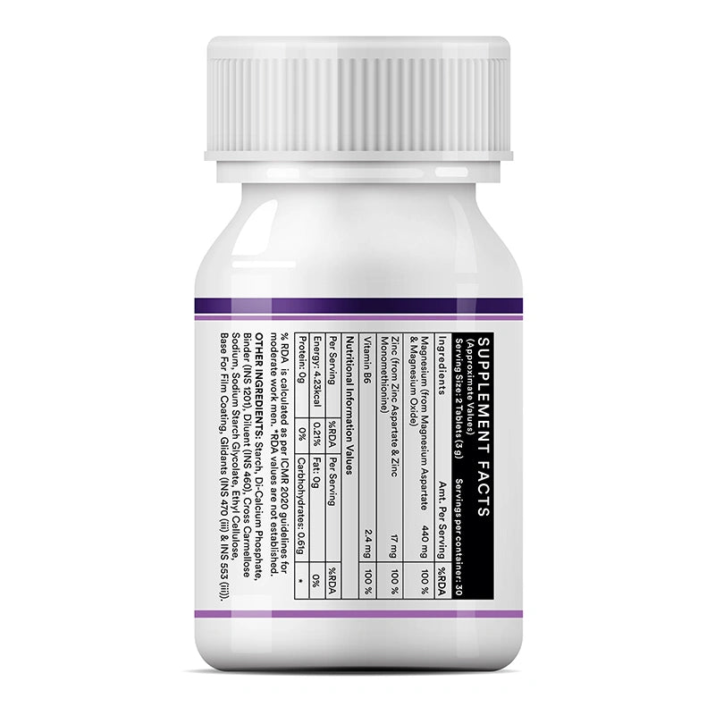 Inlife ZMA Triple Strength Zinc Magnesium and Vitamin B6 Supplement, Veg. Tablets